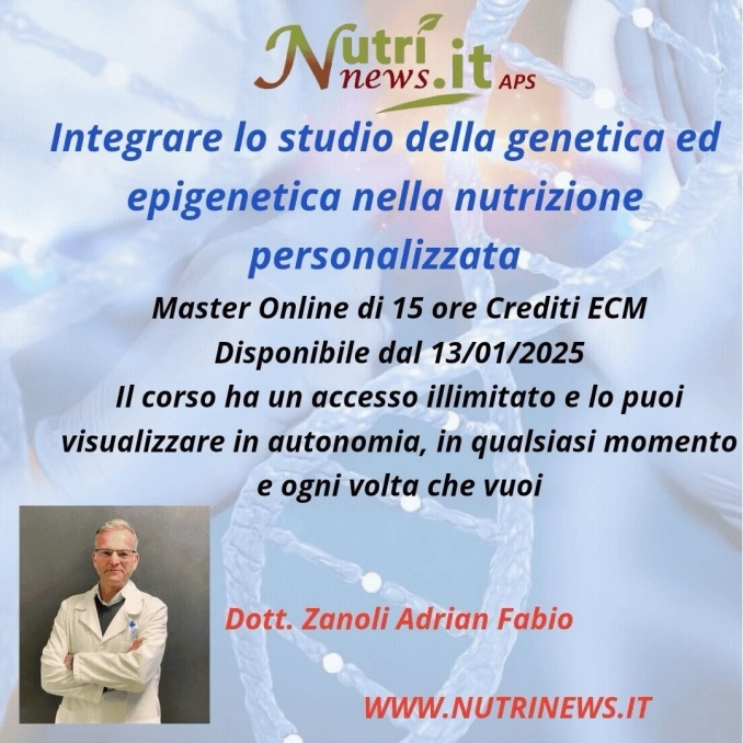 MASTER ONLINE DI 15 ORE DISPONIBILE DAL 13 GENNAIO 2025 - NUTRINEWS APS