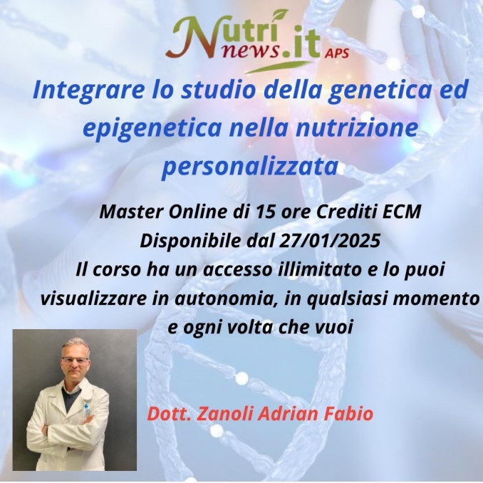 MASTER ONLINE DI 15 ORE DISPONIBILE DAL 27 GENNAIO 2025 - NUTRINEWS APS